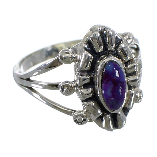 Magenta Turquoise Southwestern Silver Ring Size 7-3/4 AX64217